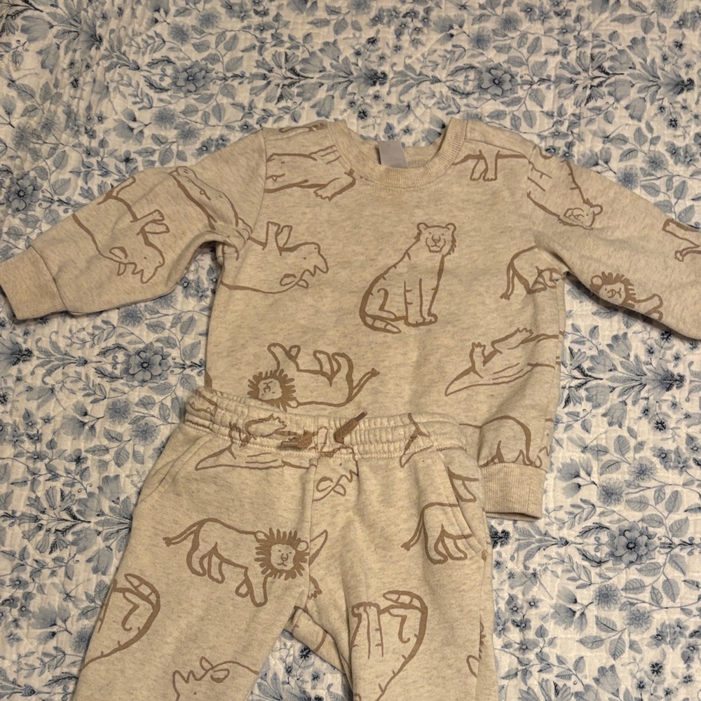 Carter's Cream and Brown Animal Pajama Set
